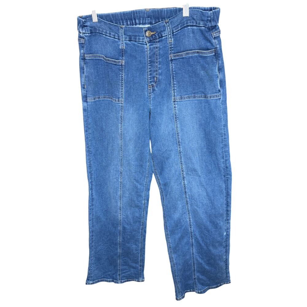 Denim & Co. Stretch‎ Wide Leg Jeans with Seam Detail Medium Wash 14 Reg.